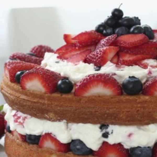 Red, White and Blue Berry Summer Celebration Cake